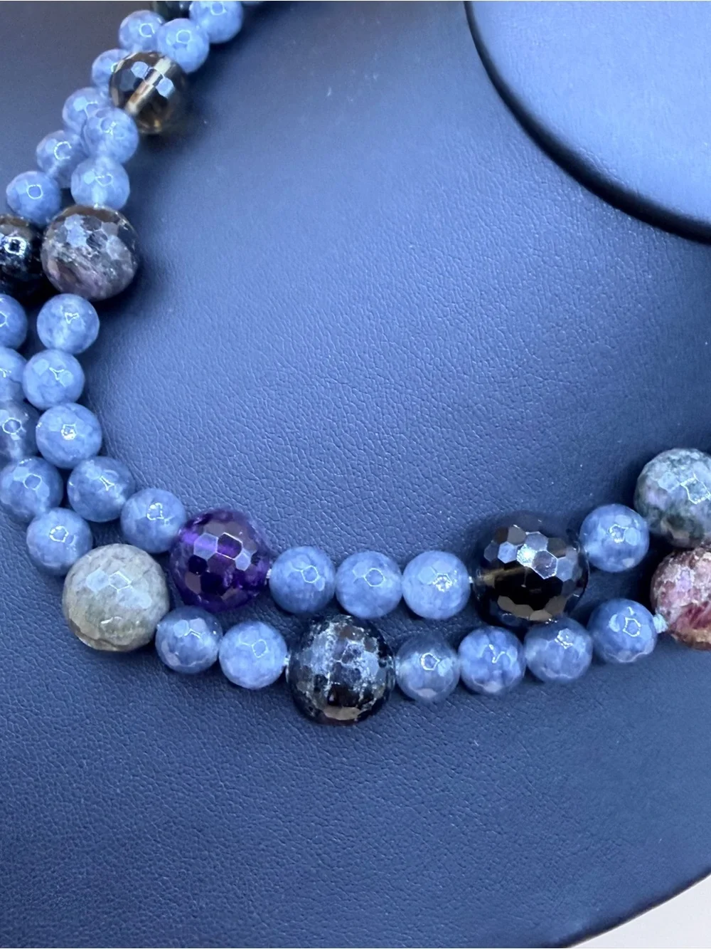 Stunning Multicolor Faceted Stone Double Strand Statement Necklace
